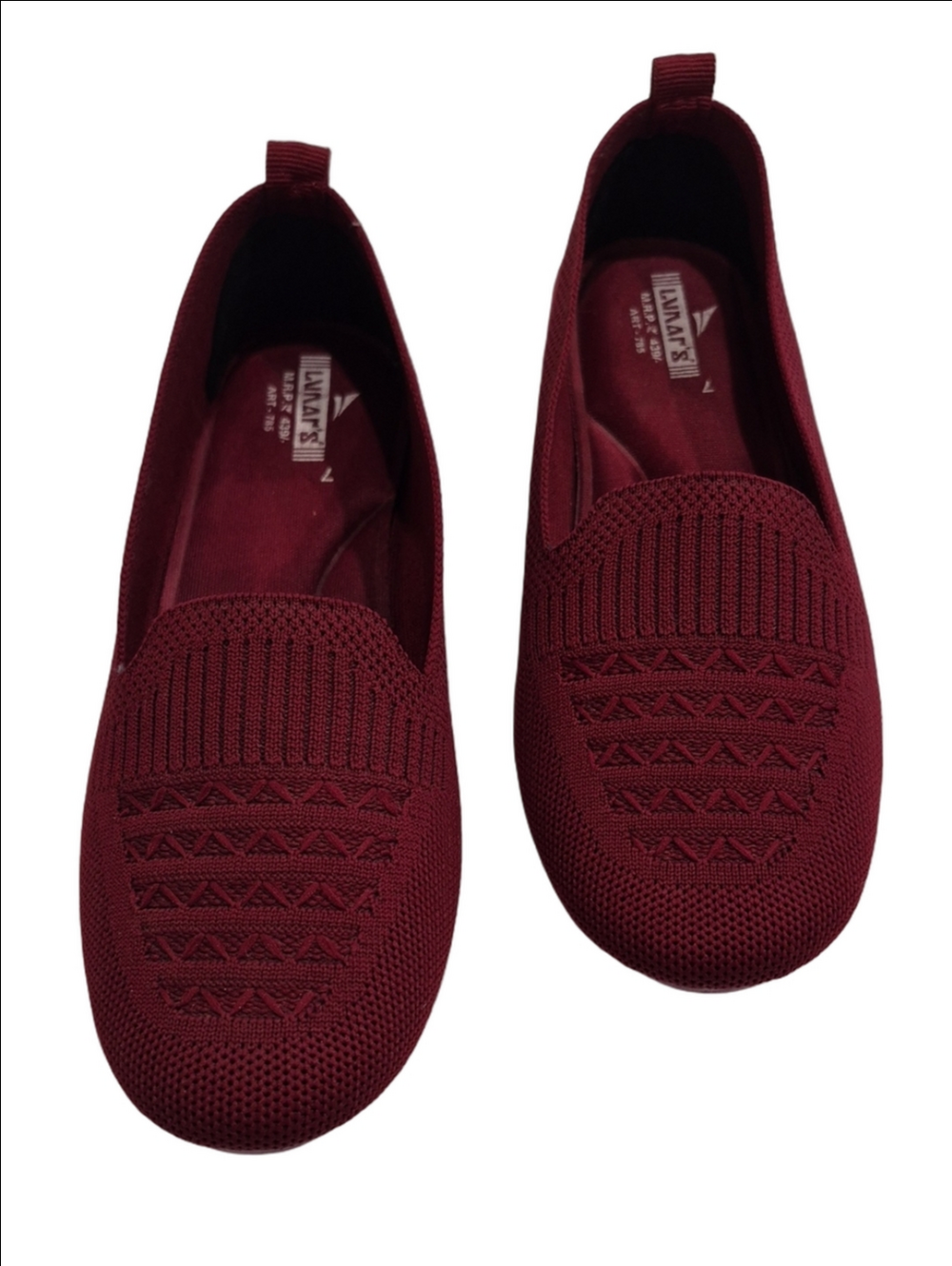 Lunar's Maroon Knitted Slip-On Loafers / Bellies - Size 7